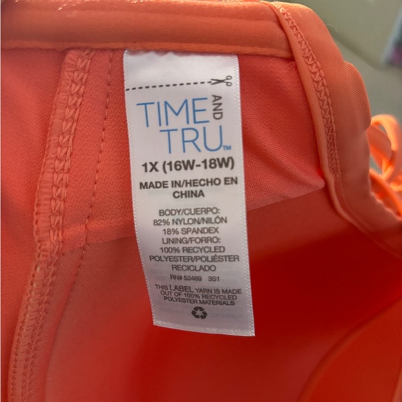 Time & Tru Bikini Two Piece Swimsuit Coral - Picture 5 of 5